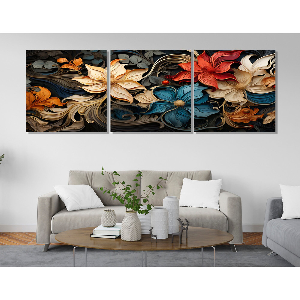 Large Abstract Floral Painting Canvas Print, Floral Wall Decor, Modern Home Decor, Framed and Ready to Hang.jpg
