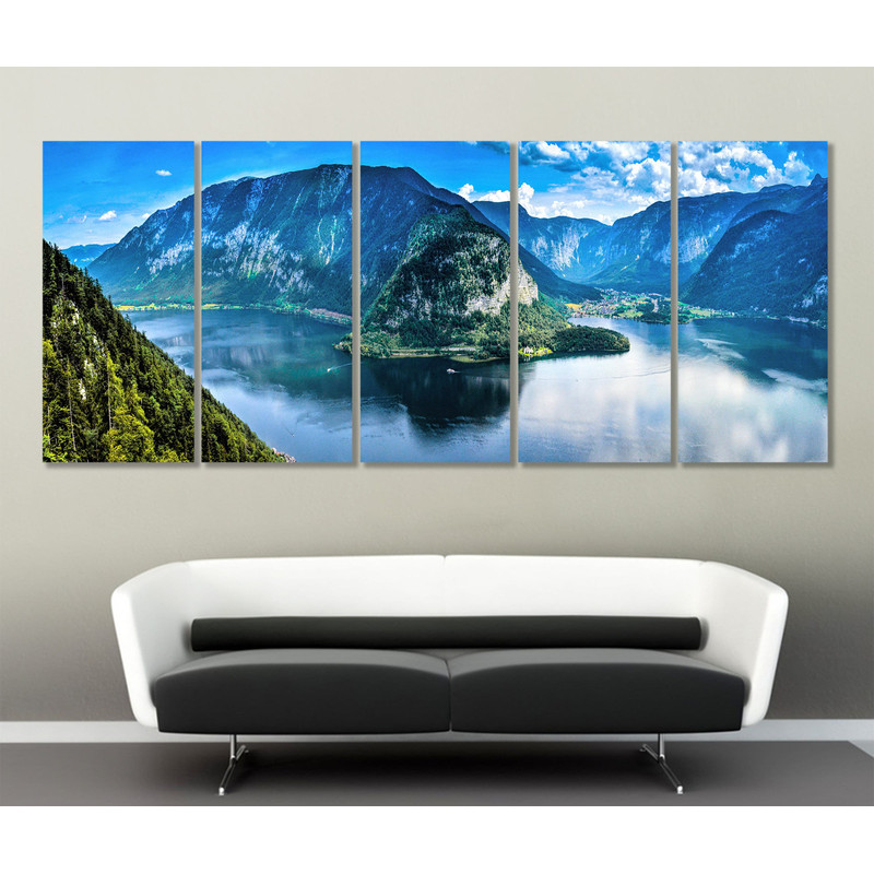 Large Alpine Lake Panorama Canvas Print, Nature Wall Art.jpg
