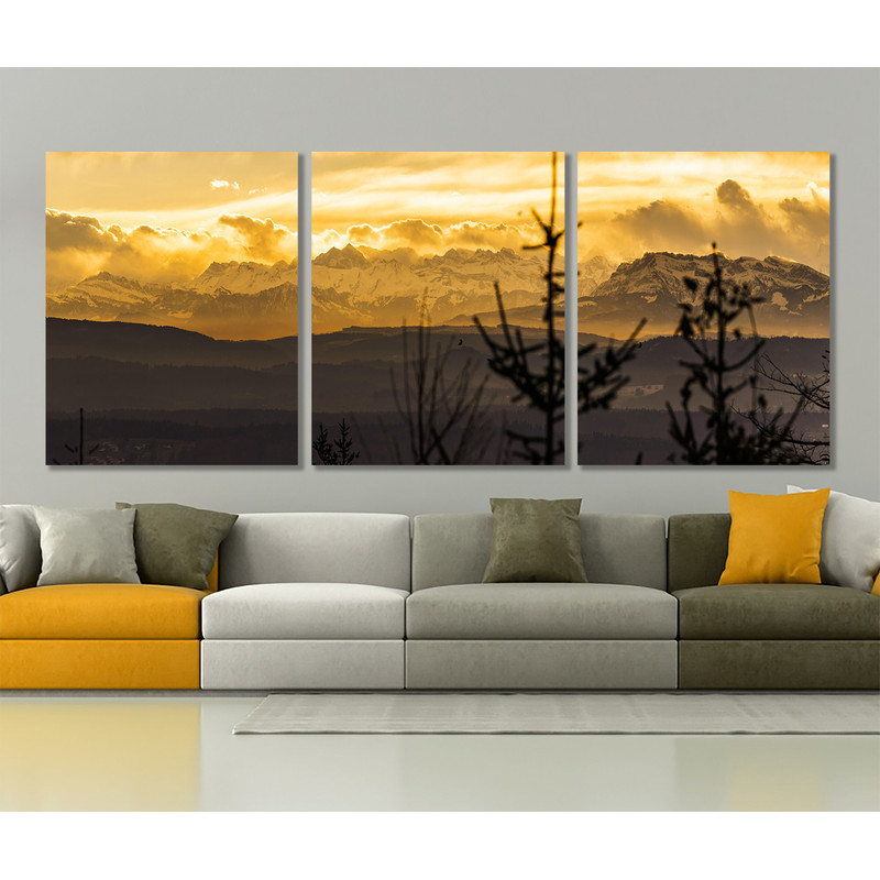 Large Alpine Sunset Canvas Print, Alps Wall Art.jpg