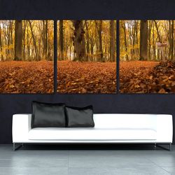 large autumn forest canvas print, autumn wall art, autumn forest print