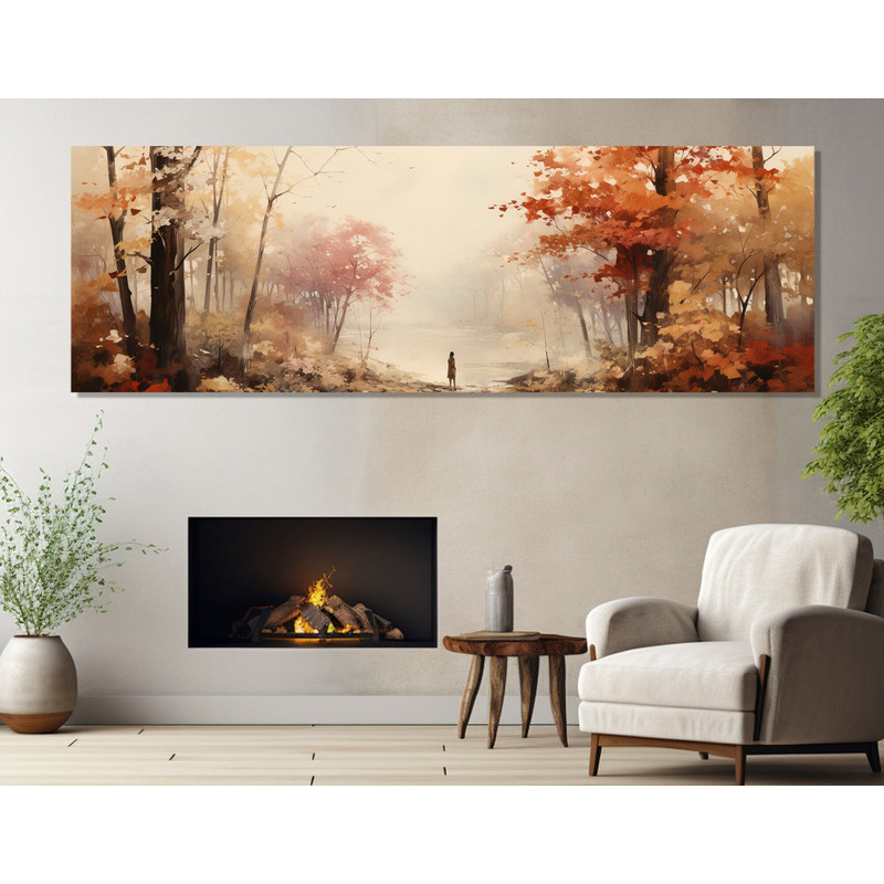 Large Autumn Painting, Abstract Autumn Forest Canvas Print, Autumn Wall Art, Romantic Wall Decor, Framed and Ready to Hang.jpg