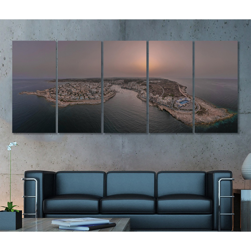 Large Marsaskala Panorama, Malta Canvas Print, Malta Wall Art.jpg