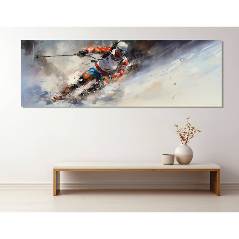 Large Skiing Canvas Art, Biathlon Wall Art, Skiing Painting Canvas Print, Skier Gift, Framed and Ready to Hang.jpg