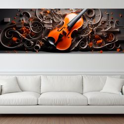 large violin canvas print, violinist gift, abstract music wall art, violin wall art, musician gift,