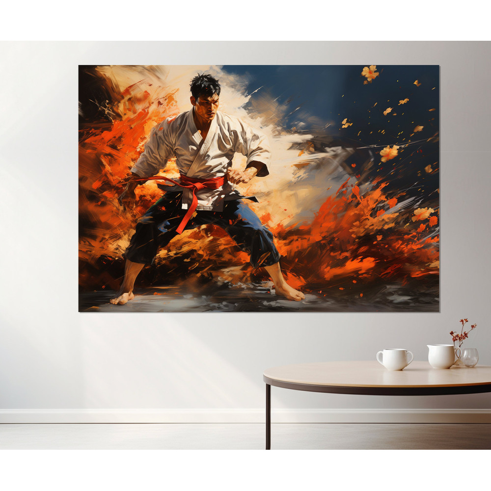 Martial Arts Abstract Canvas Art, Gym Wall Decor, Martial Arts Fighter Canvas Print, Framed and Ready to Hang.jpg