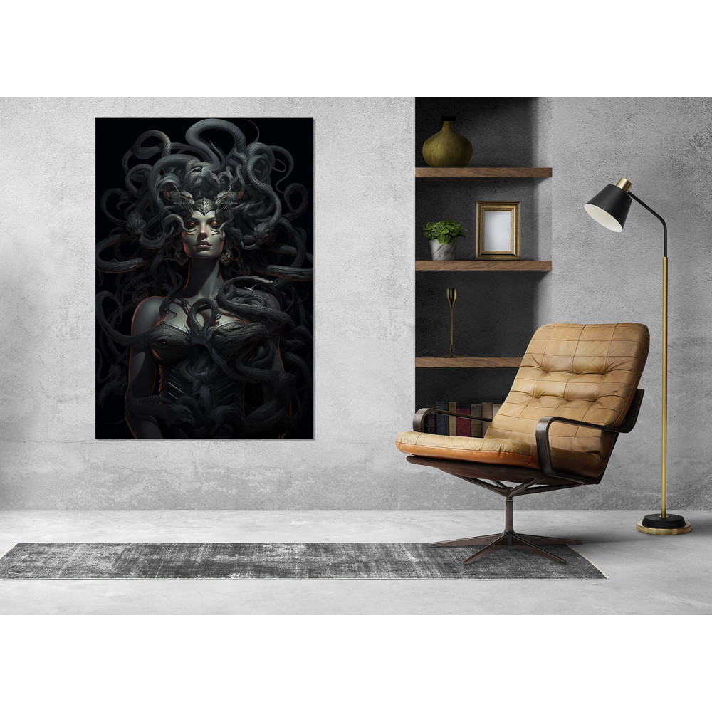 Medusa Painting, Medusa Gorgon Canvas Print, Mythology Canvas Art, Framed and Ready to Hang.jpg