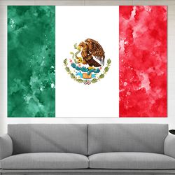 mexico flag canvas print, mexico wall art, flag of mexico print