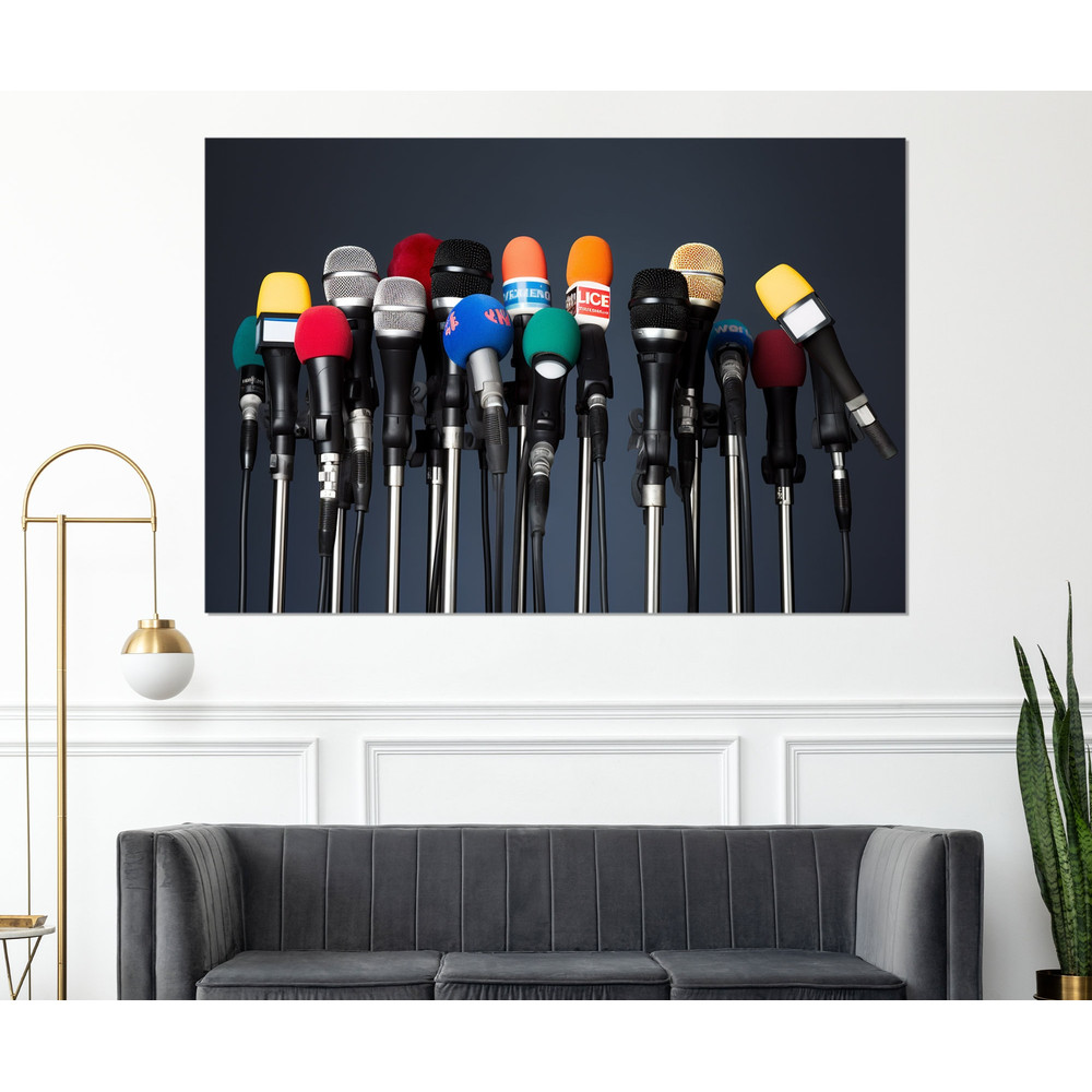 Microphones Canvas Print, Journalist Gift, Reporter Gift, Journalism Wall Art, Framed and Ready to Hang.jpg