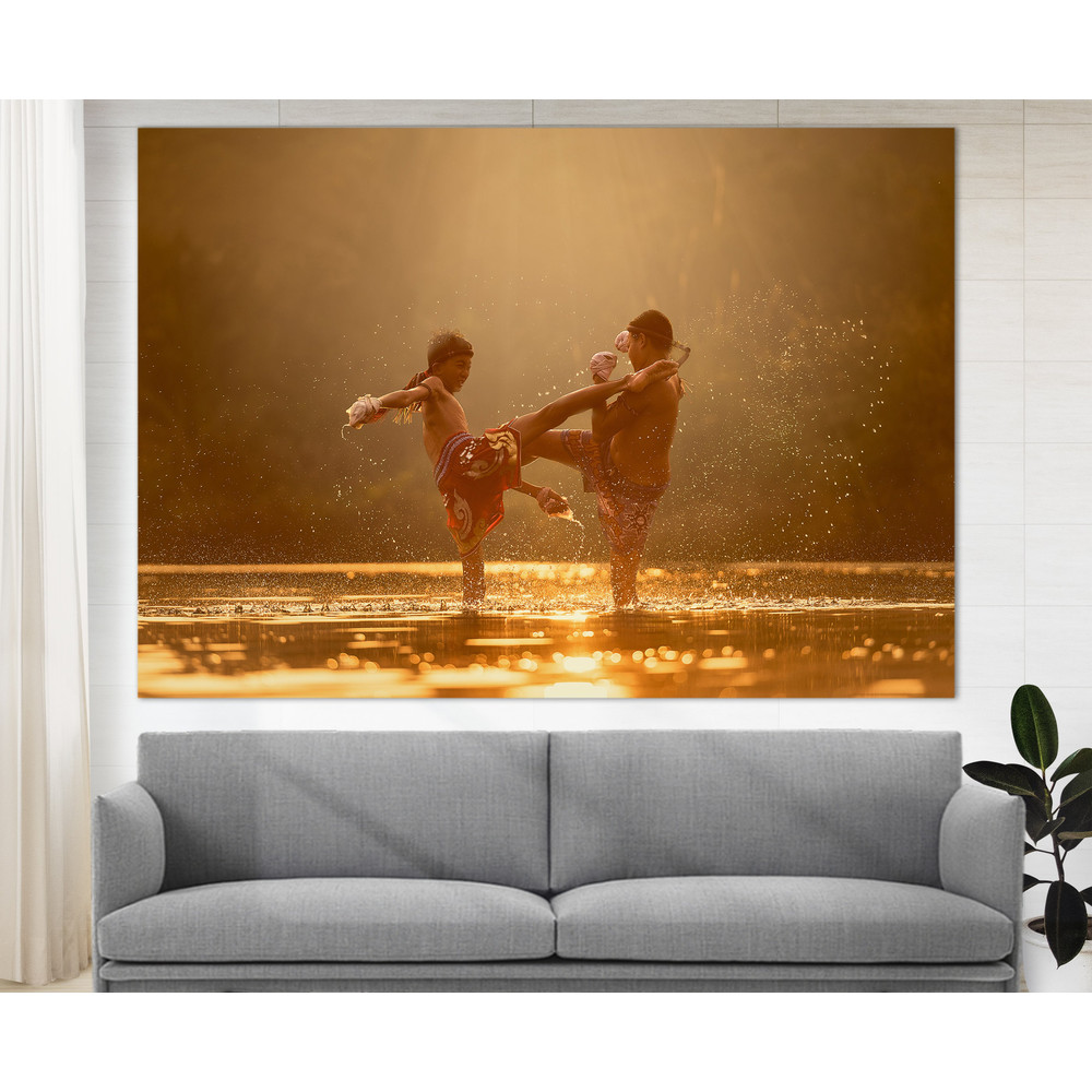Muay Thai Wall Art, Martial Arts Canvas Art, Muay Thai Coach Gift, Muay Thai Gym Wall Decor, Boxing Canvas Print.jpg