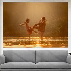 muay thai wall art, martial arts canvas art, muay thai coach gift, muay thai gym wall decor, boxing
