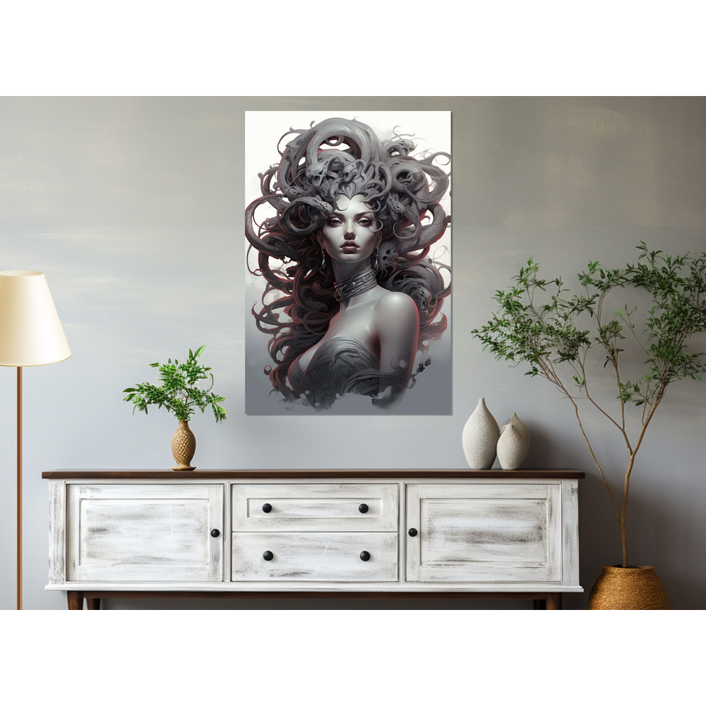 Mythology Wall Art, Medusa Gorgon Painting, Medusa Canvas Print, Framed and Ready to Hang.jpg