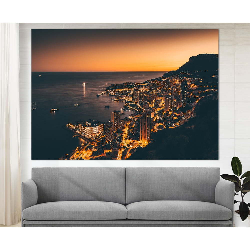 Night Monaco Skyline, Monaco Canvas Art, Monte Carlo Wall Art, Monaco Print Monte Carlo Poster, Monaco Photo.jpg