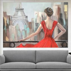 paris oil painting canvas print summer cafe in paris romantic wall art eiffel tower painting black &