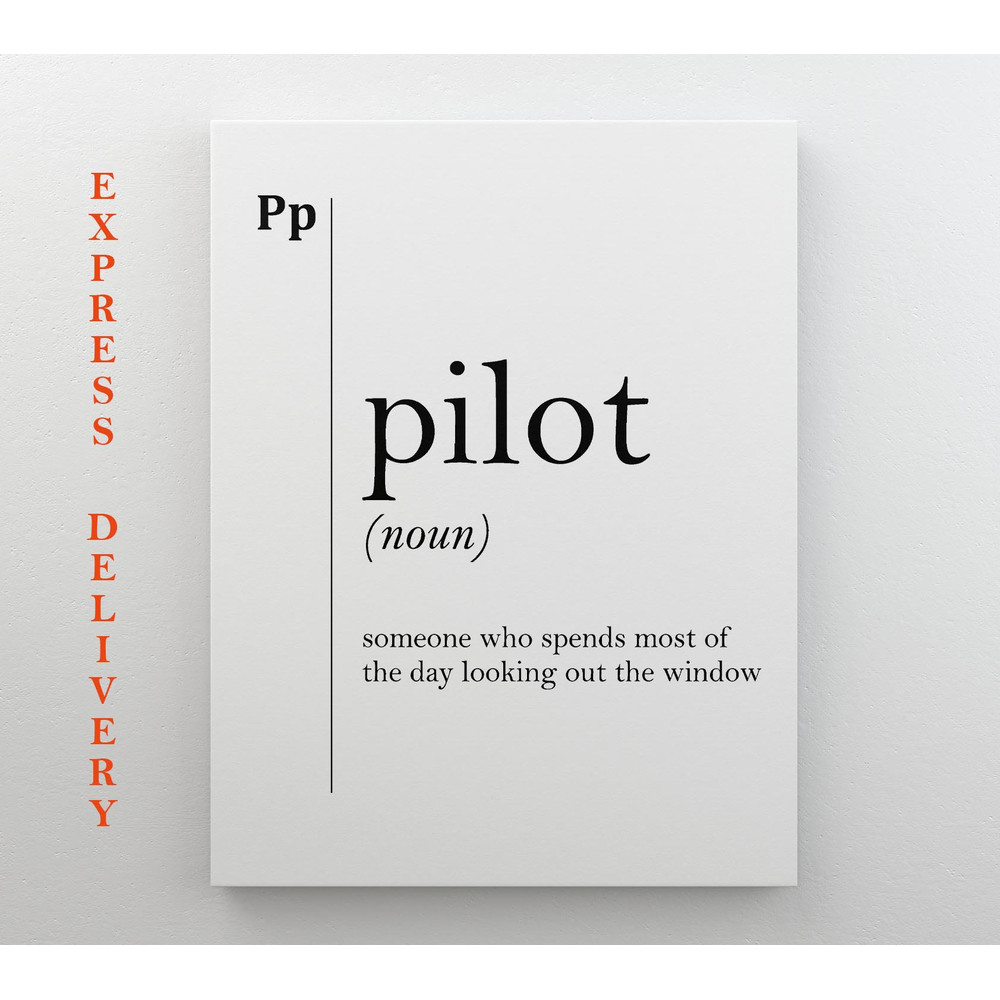 Pilot Canvas Art Pilot Definition Print Pilot Gift Coworker Gift Military Gift Aviation Wall Art Professions Home Office Decor Scandinavian.jpg