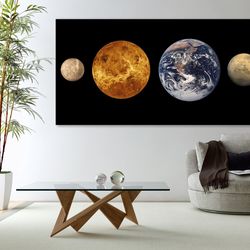 planets wall art, mercury, venus, earth, mars, space wall art, planets canvas print, planet earth wa