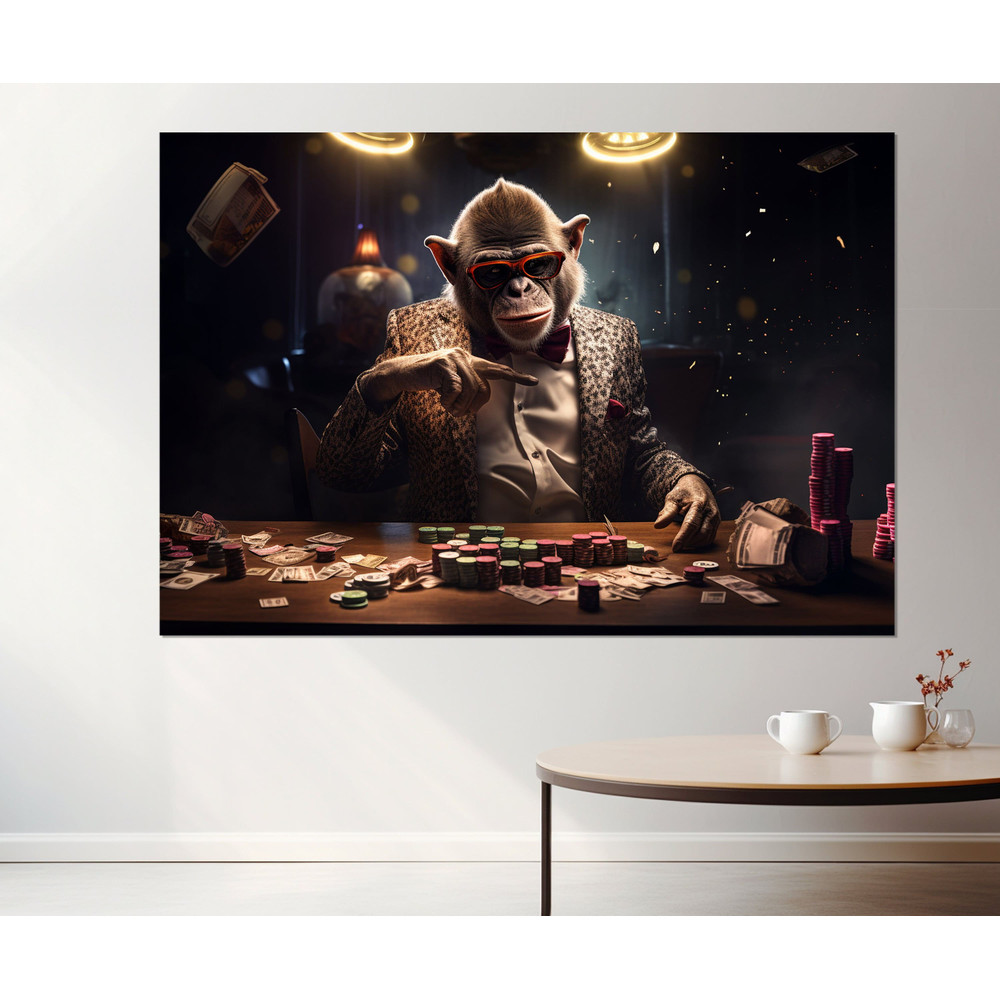 Poker Wall Art, Monkey Playing Poker Canvas Print, Poker Wall Decor, Poker Player Gift, Framed and Ready to Hang.jpg