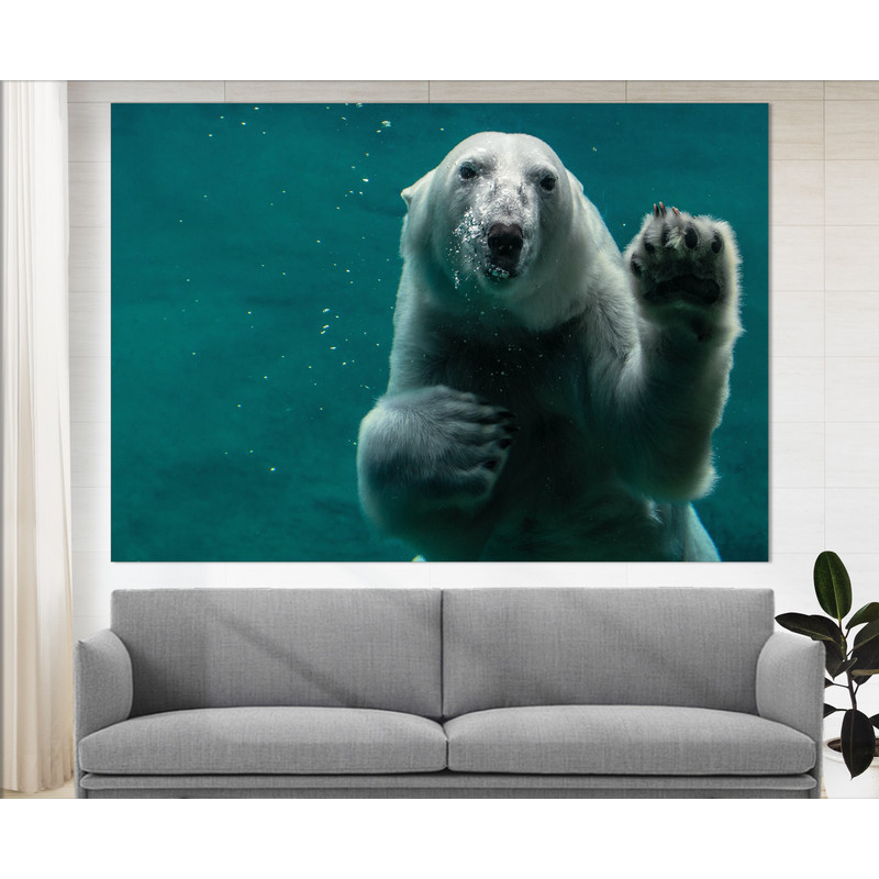 Polar Bear Under Water Canvas Print, Polar Bear Wall Decor, Hunting Wall Art, Boss Gift Wild Animals Photography Bear Poster,Animals Canvas.jpg