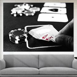 poker wall art, poker canvas print, poker player gift, poker wall decor, casino decor