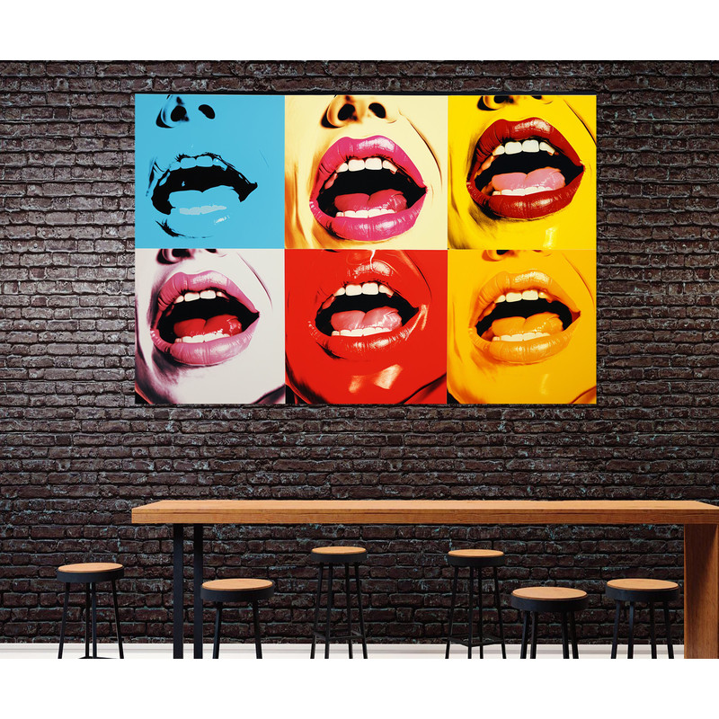 Pop Art Canvas Print, Mouth and Lips Pop Art Painting, Pop Art Decor, Framed and Ready to Hang.jpg