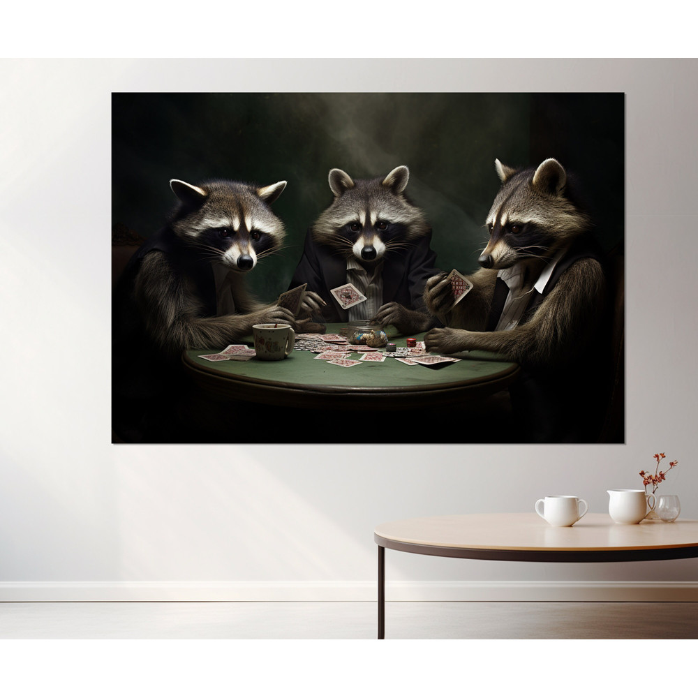 Raccoons Playing Cards Canvas Print, Poker Wall Art, Poker Wall Decor, Poker Player Gift, Framed and Ready to Hang.jpg