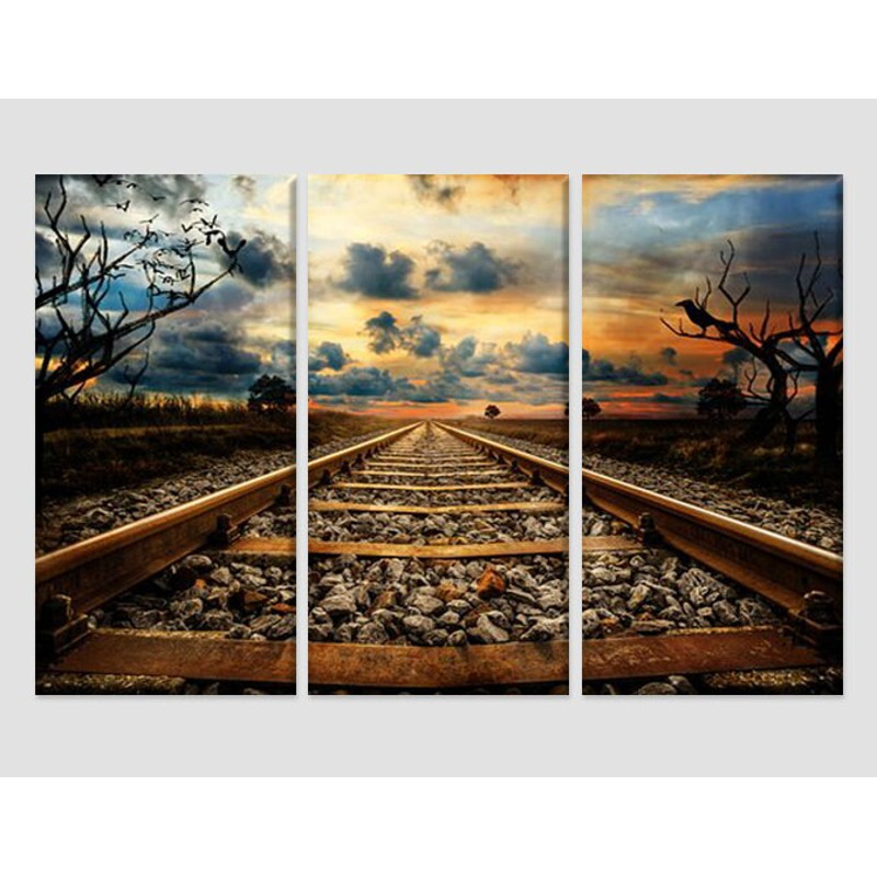 Railway Line Scenic Canvas Print Travel Wall Art Abstract Wall Art Road Canvas Art Traveler Gift Railway Wall Art Nature Print Home Decor.jpg