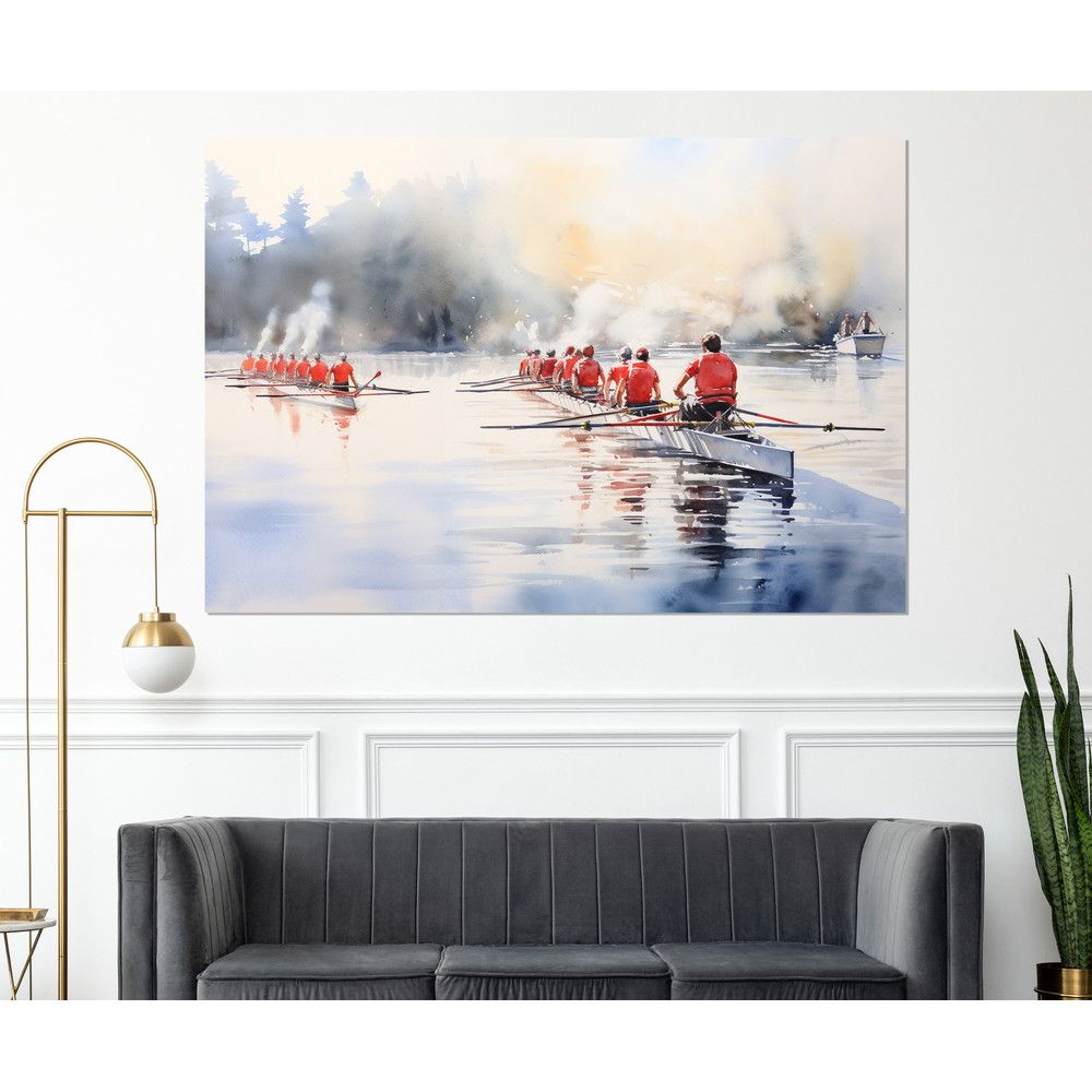 Rowing Wall Art, Rowing Painting Canvas Print, Rower Gift, Boating Painting, Boating Canvas Art, Framed and Ready to Hang.jpg