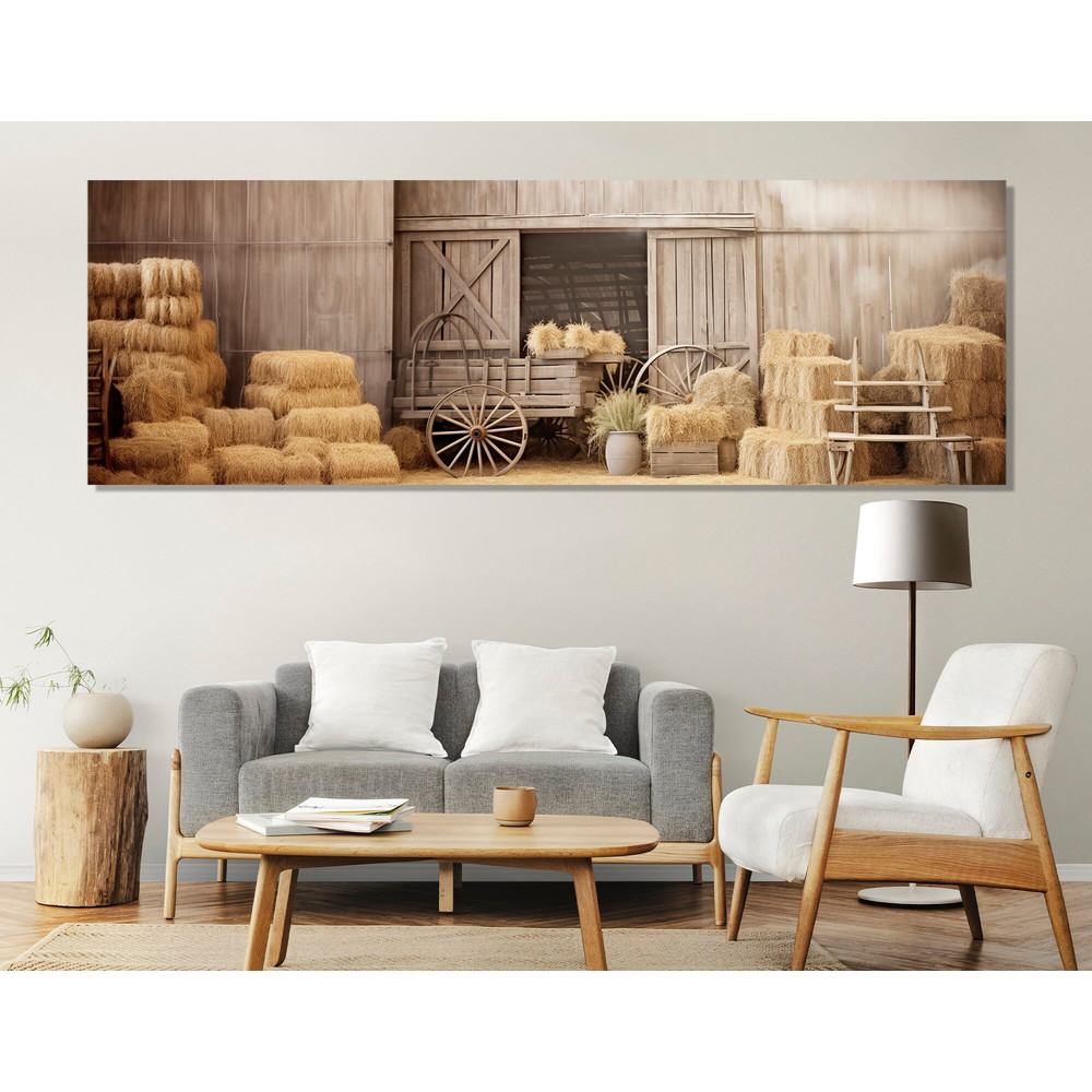 Rustic Hayloft Painting Canvas Print, Farm Wall Decor, Large Farmhouse Wall Art, Farmer Gift, Framed and Ready to Hang.jpg