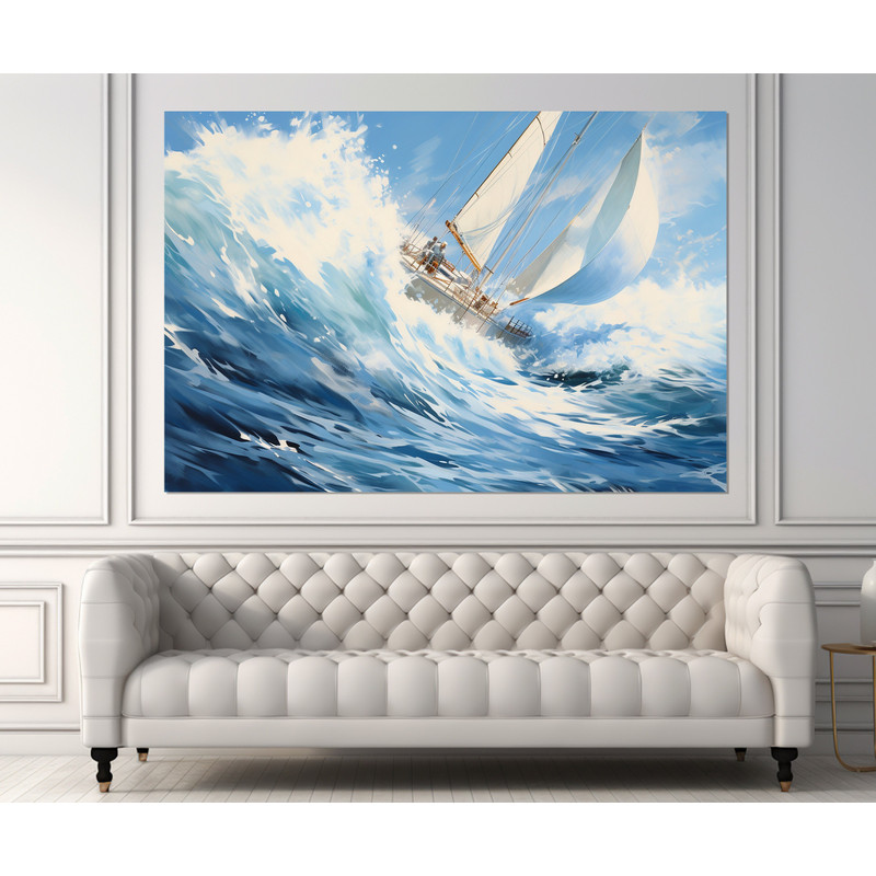 Sailboat Painting Canvas Print, Sailing Wall Art, Yachtsman Gift, Framed and Ready to Hang.jpg