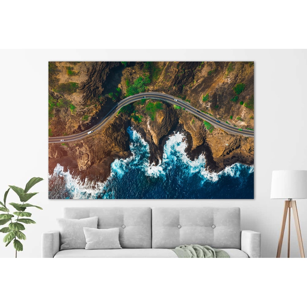 Sea Coast Canvas Print, Ocean Canvas Art, Aerial Ocean Photo, Ocean Wall Art.jpg