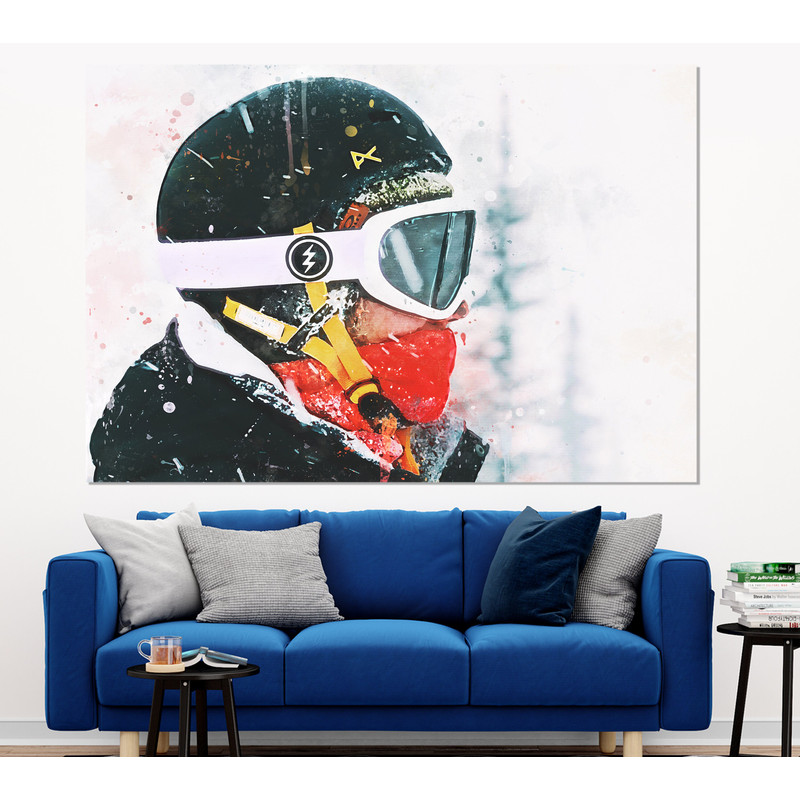 Skiing Wall Art, Abstract Skier Canvas Print, Skier Gift.jpg