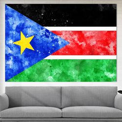 south sudan flag canvas print, south sudan wall art, flag of south sudan print