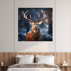 stag painting canvas print, red deer wall art, deer canvas art, baby room decor
