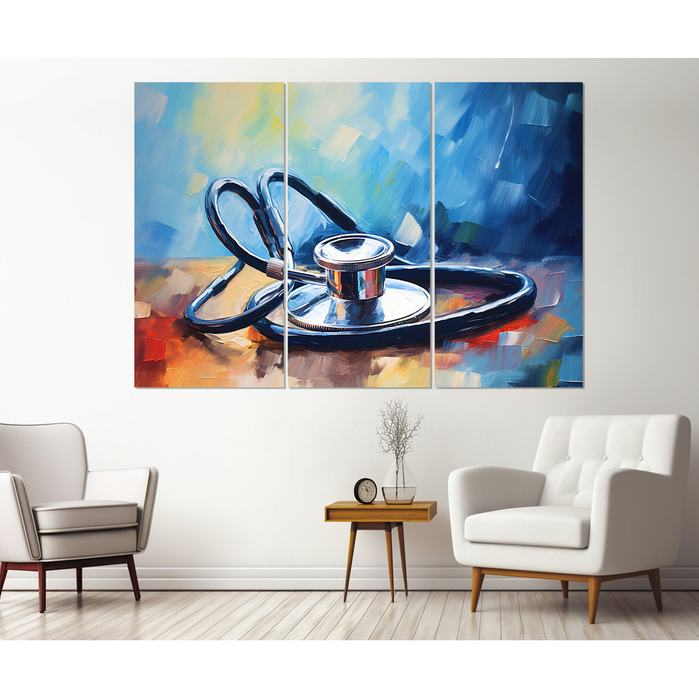 Stethoscope Painting Canvas Print, Therapist Gift, Hospital Wall Art, Framed and Ready to Hang.jpg