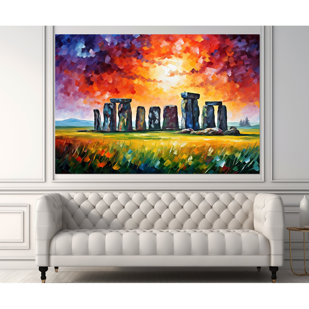 Stonehenge Painting Canvas Print, Wiltshire Canvas Art, Stonehenge Wall Art, Framed and Ready to Hang.jpg