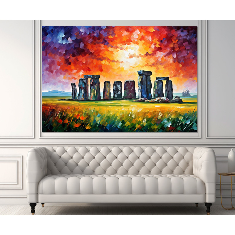 Stonehenge Painting Canvas Print, Wiltshire Canvas Art, Stonehenge Wall Art, Framed and Ready to Hang.jpg