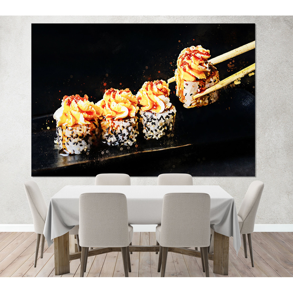 Sushi Watercolor Canvas Print, Abstract Sushi Wall Art.jpg
