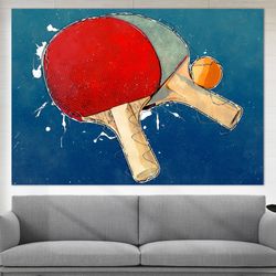 table tennis wall art, watercolor table tennis canvas print, abstract ping pong canvas art, table te