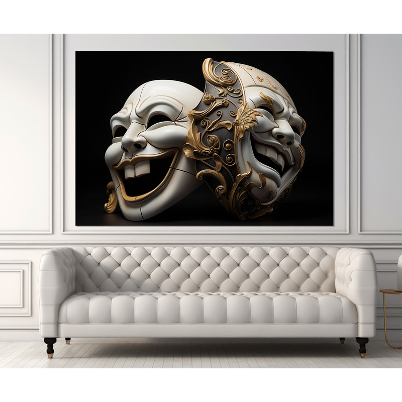 Theater Masks Canvas Print, Theater Wall Art, Theater Wall Decor, Actor, Actress Gift, Framed and Ready to Hang.jpg
