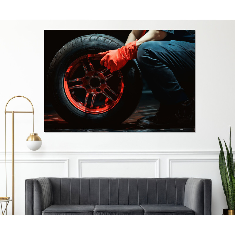 Tire Service Wall Decor, Tire Fitter Gift, Workshop Wall Decor, Tire Service Painting Canvas Print, Framed and Ready to Hang.jpg