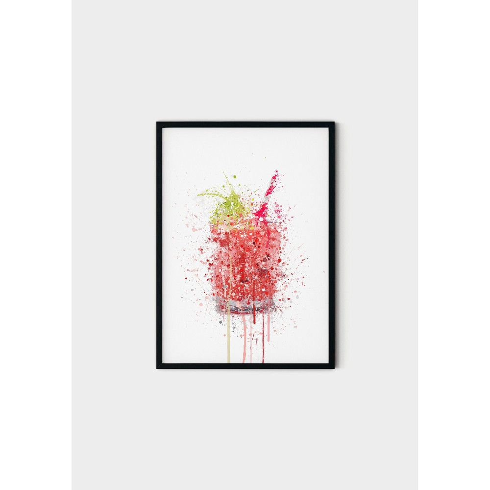 124 Strawberry Short Cocktail - Strawberry Cocktail Wall Art - Strawberry Wall Art Print Cocktail - Strawberry Cocktail painting.jpg