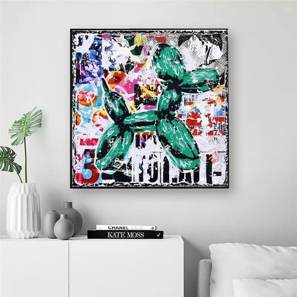 136 Pop Art canvas dog balloon - pop culture painting - graffiti painting - canvas street art - balloon dog painting - dog balloon wall art.jpg