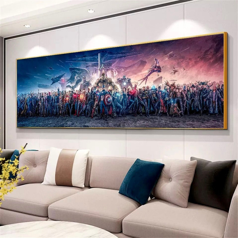 138 canvas XXL film characters - Marvel canvas - Avengers wall art - Poster Superhero - panoramic painting - Blockbuster wall art.jpg
