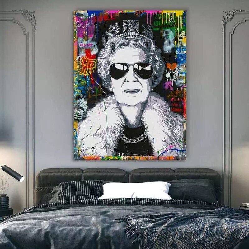 141 Canvas Pop Art banksy Elizabeth- pop culture painting - graffiti painting - banksy street art - banksy painting - Queen Elizabeth wall art.jpg