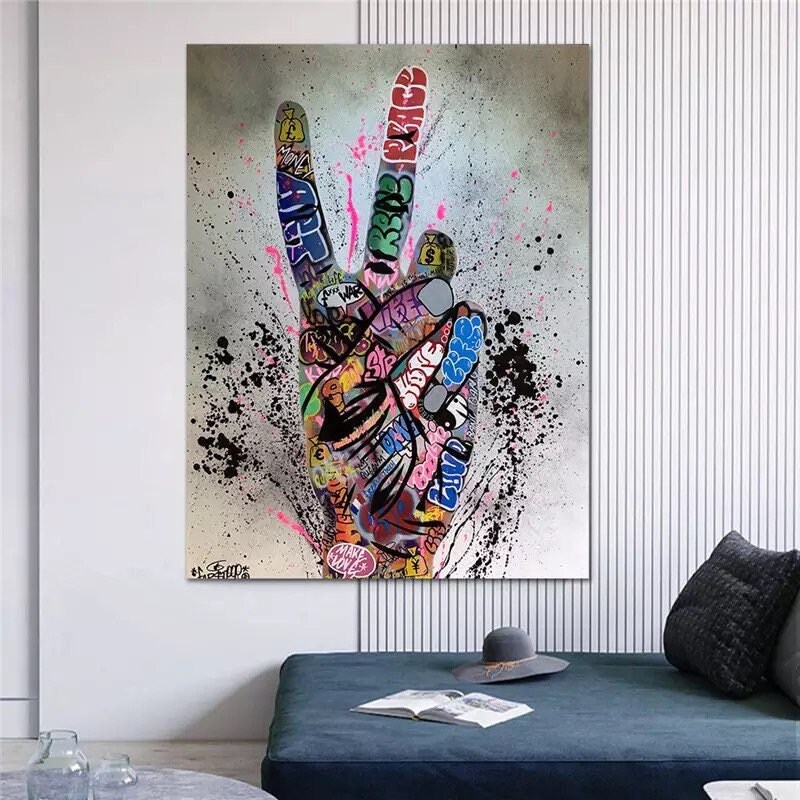 147 Graffiti Peace canvas - pop art painting - graffiti painting - street art canvas - pop culture wall art - banksy wall art - Graffiti art.jpg