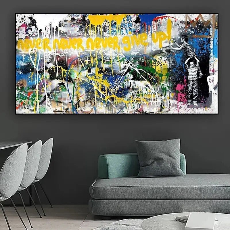 15 Banksy Pop Art canvas - pop culture painting - graffiti painting - banksy street art - banksy painting - banksy canvas - Never give up.jpg