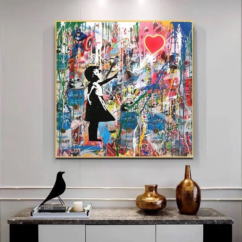 16 Painting Pop Art banksy - painting pop culture - painting graffiti - banksy street art - banksy painting - canvas banksy - The girl with the balloon.jpg