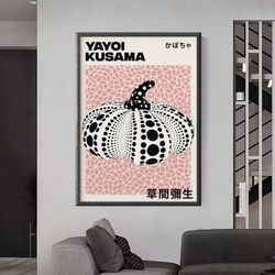 160 yayoi kusama print, yayoi kusama canvas , kusama wall art, famous artist print, beige gallery wa