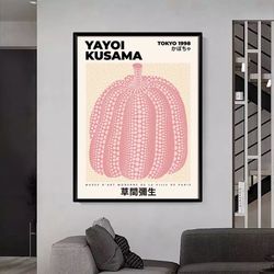 162 yayoi kusama print, yayoi kusama canvas , kusama wall art, famous artist print, beige gallery wa
