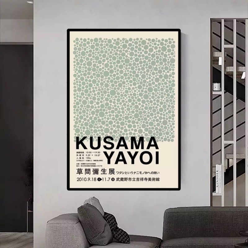 165 Yayoi Kusama Print , Yayoi Kusama retro Art canvas , Pink Beige Wall Art , Famous Artist Print , Beige Gallery Wall Home Decor ,yayoi.jpg
