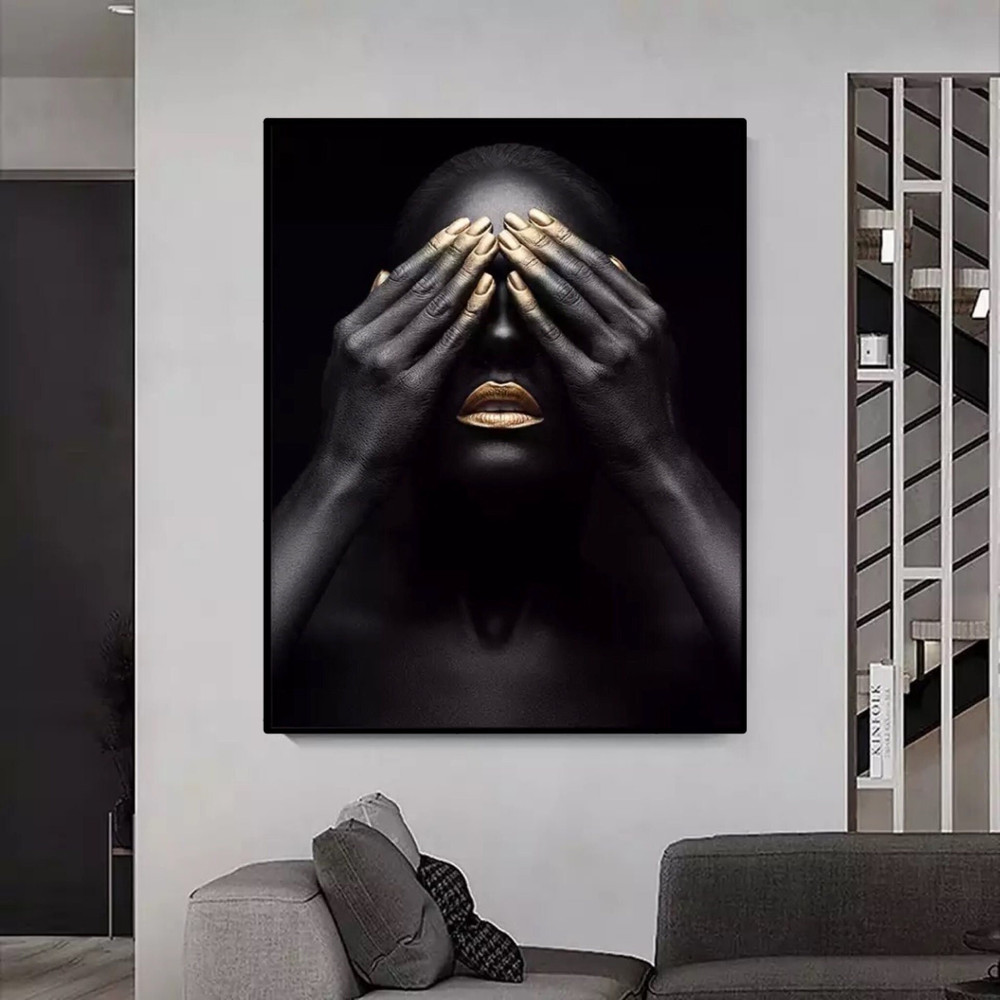 186 African Inspired Canvas - Modern African Woman wall art - African canvas print , portrait of African girl , modern decoration.jpg